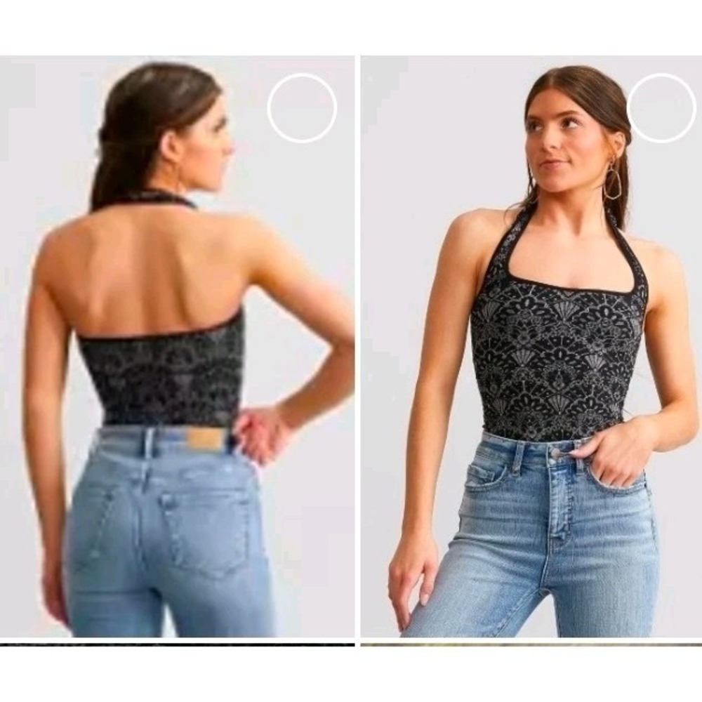 Intimately Free People With Love Halter Bodysuit Black Size M/L Sexy Open Back